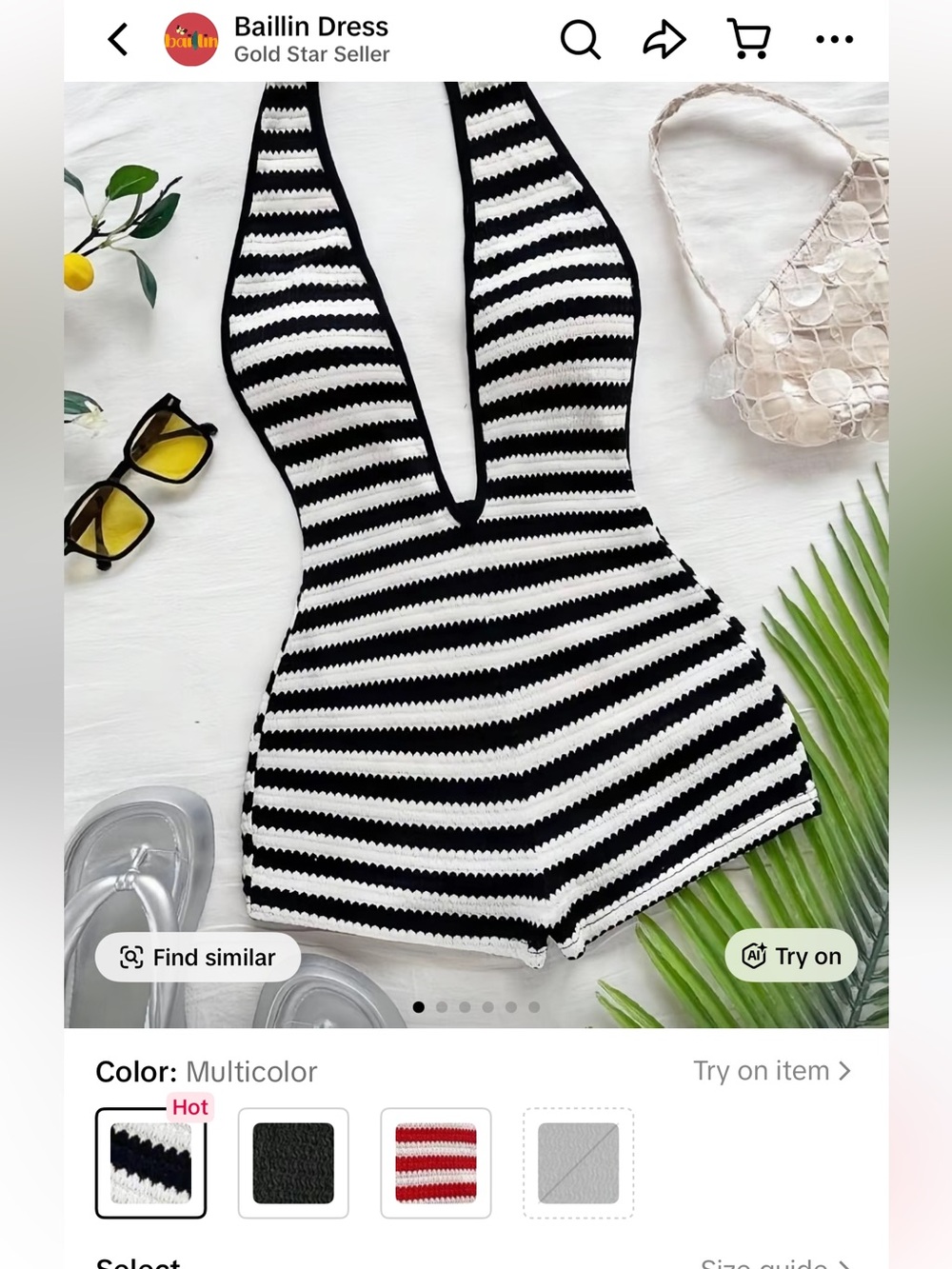 striped romper - Picture 2 of 2
